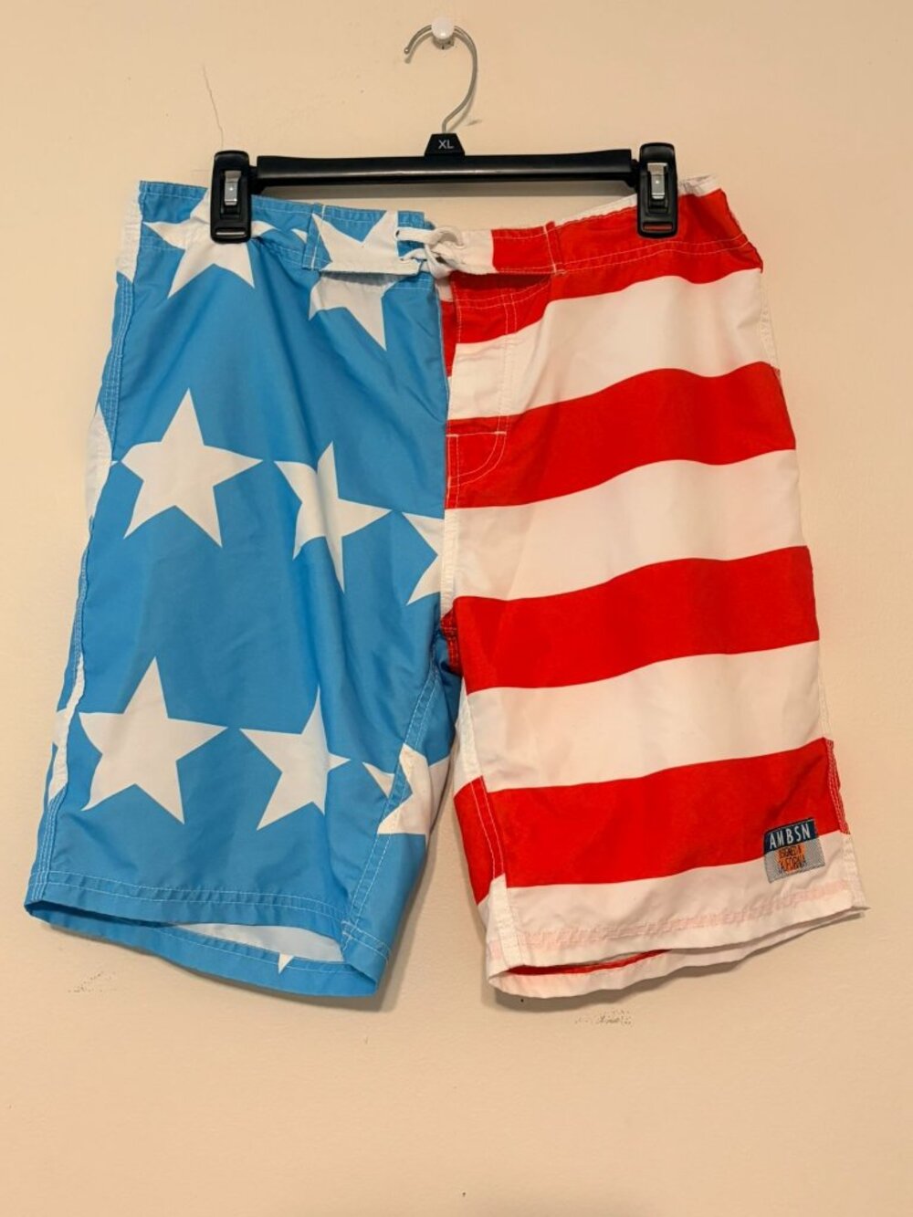 Men's‎ AMBSN California USA American Flag Boardshorts 8" Inseam Size 32 Waist